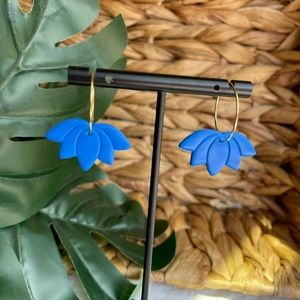 Handmade polymer clay floral-type dangly earrings